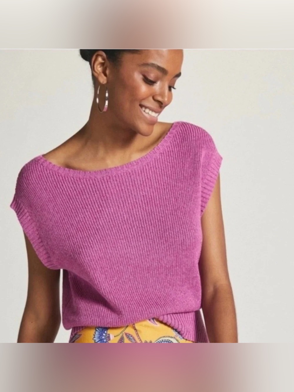 Anthropologie Maeve Pink Sleeveless Boatneck Sweater Vest Size medium